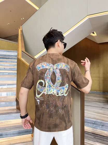 AHC CHA Brown Tshirt Multi Print Regular Fit Stone Back Print 25104