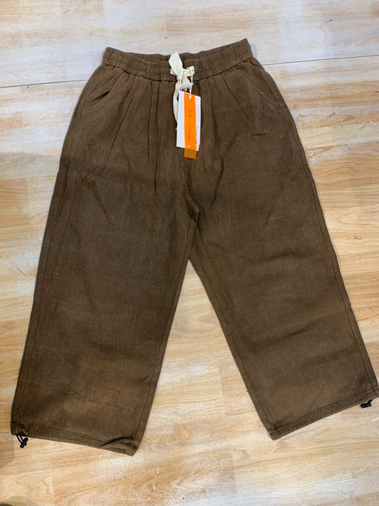 JINGPINFUSHI Brown Denim Jogger Style Unisex Pants 989402