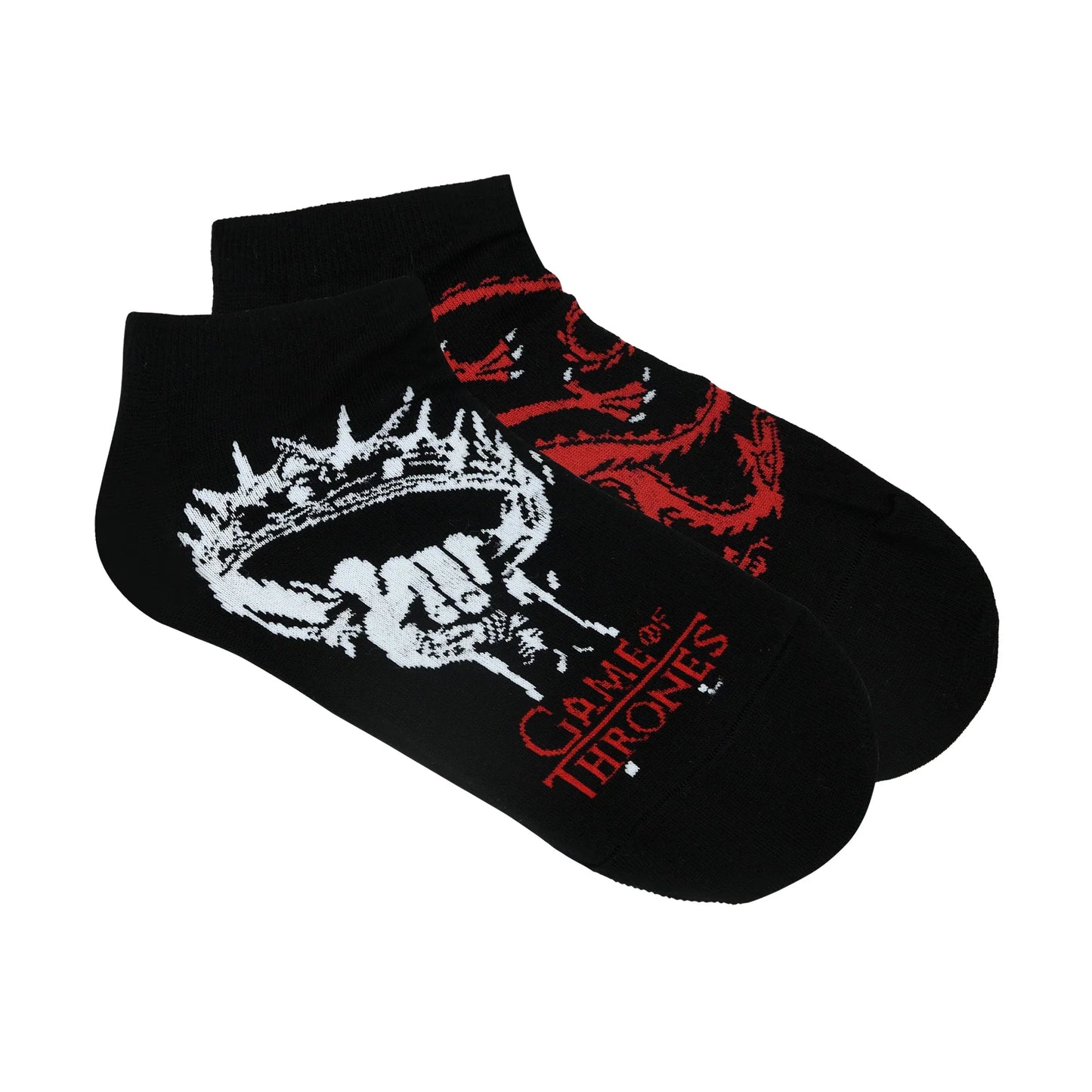 BALENZIA X GAME OF THRONES HOUSE TARGARYEN ANKLE LENGTH/LOWCUT SOCKS FOR MEN (FREE SIZE) (PACK OF 2 PAIRS/1U)BLACK