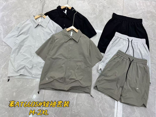 Fashion Style Dark Grey Colour Shirt Shorts Imported Coord Set AT6605
