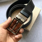 NOM MON Formal Silver Buckle Black Strap Premium Quality Imported Mens Belt 614