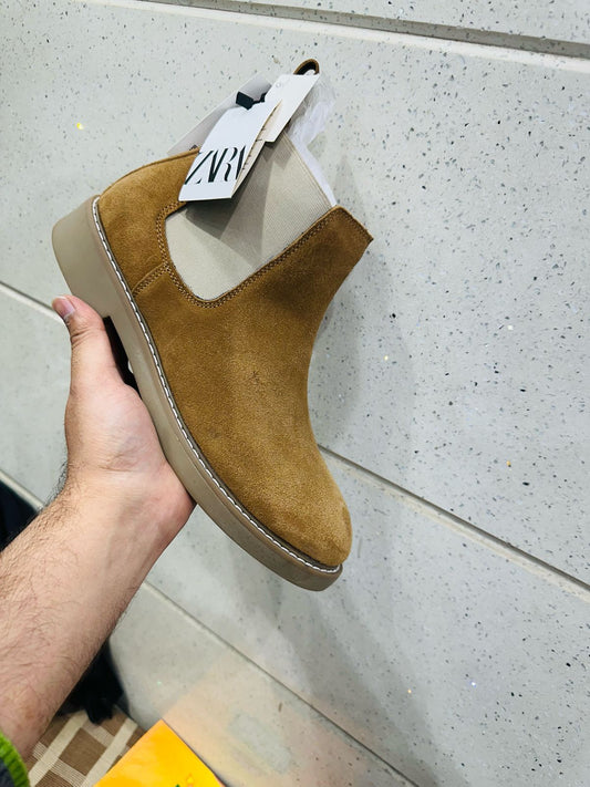 ZAR Tan Suede Leather Chelsea Boot Shoes For Men’s Z-1