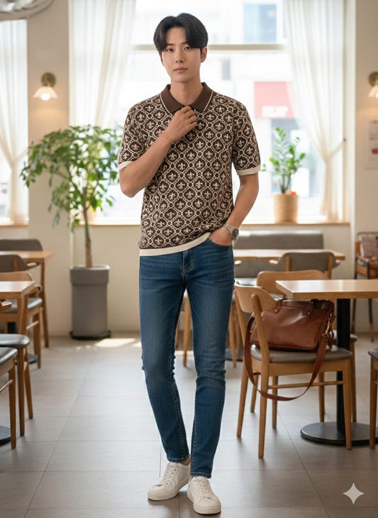 BUSA Brown White  Colour  Premium Quality Unisex Collar T-Shirt 2091