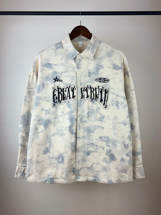 GREAT ETRUTH Carpediem Blue Cream Dual Tone Full Sleeve Shacket 3661