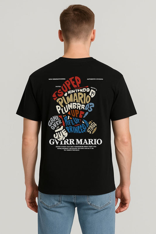 Raz Zar Black Colour EST.1988 Mario Back Print T-Shirt 5584