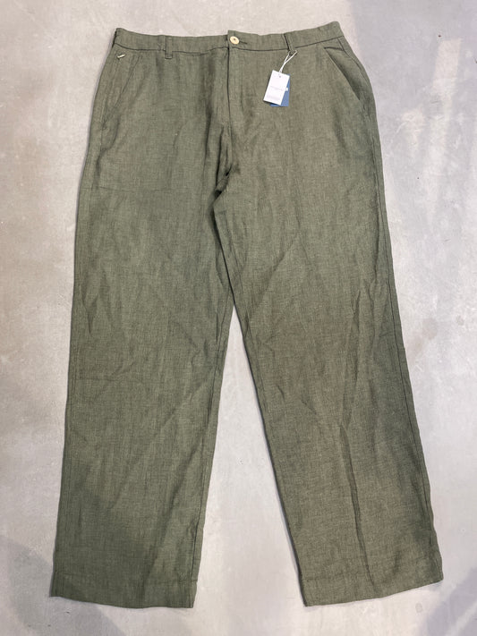 Hollister Olive Green Colour Regular Fit Premium Quality Unisex Linen Pant 990471