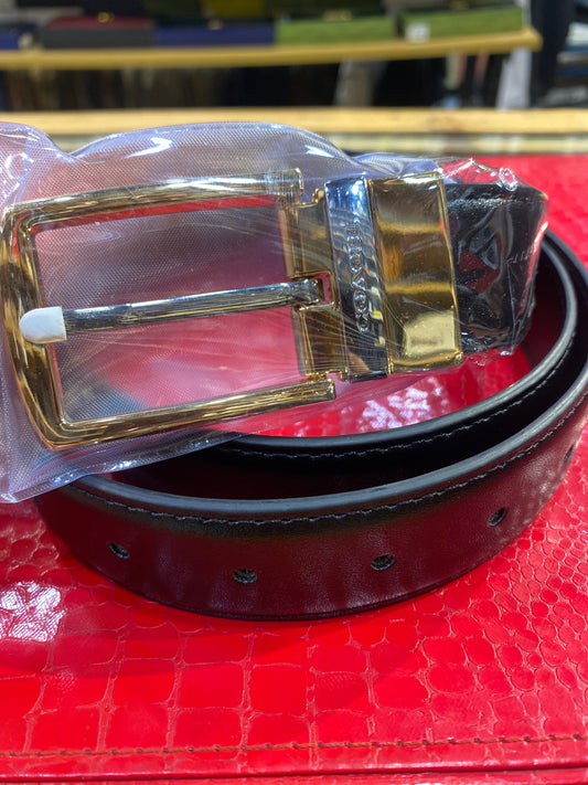 AOC COA Golden Silver Buckle With Black Brown Strap Men’s Belt 989911