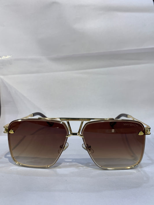 YAM Golden Frame Brown Trancy Shade Unisex Sunglass 58372 62 16 146 C3
