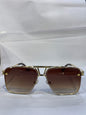 YAM Golden Frame Brown Trancy Shade Unisex Sunglass 58372 62 16 146 C3