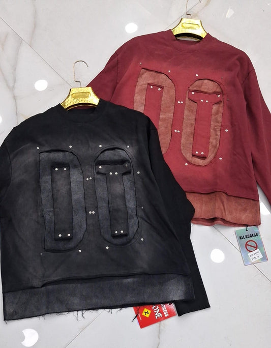 Z-ONE Red Colour DT Patch Premium Quality Unisex Imported Sweatshirt