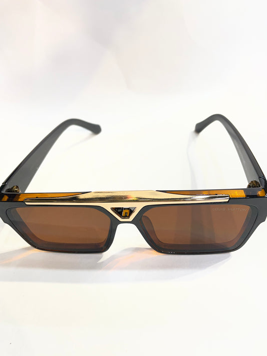 UOL Glossy Black Frame Brown Shade Unisex Sunglasses ZS98360 52 18 145