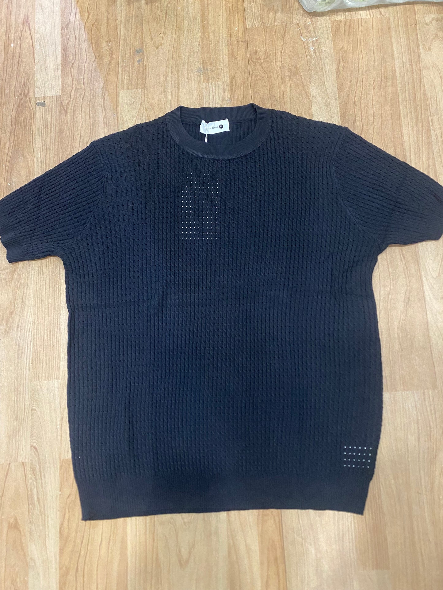 Ultimate Details Black Colour Knitted Premium Quality Unisex Round Neck T-Shirt P2001