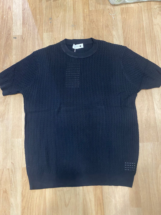 Ultimate Details Black Colour Knitted Premium Quality Unisex Round Neck T-Shirt P2001