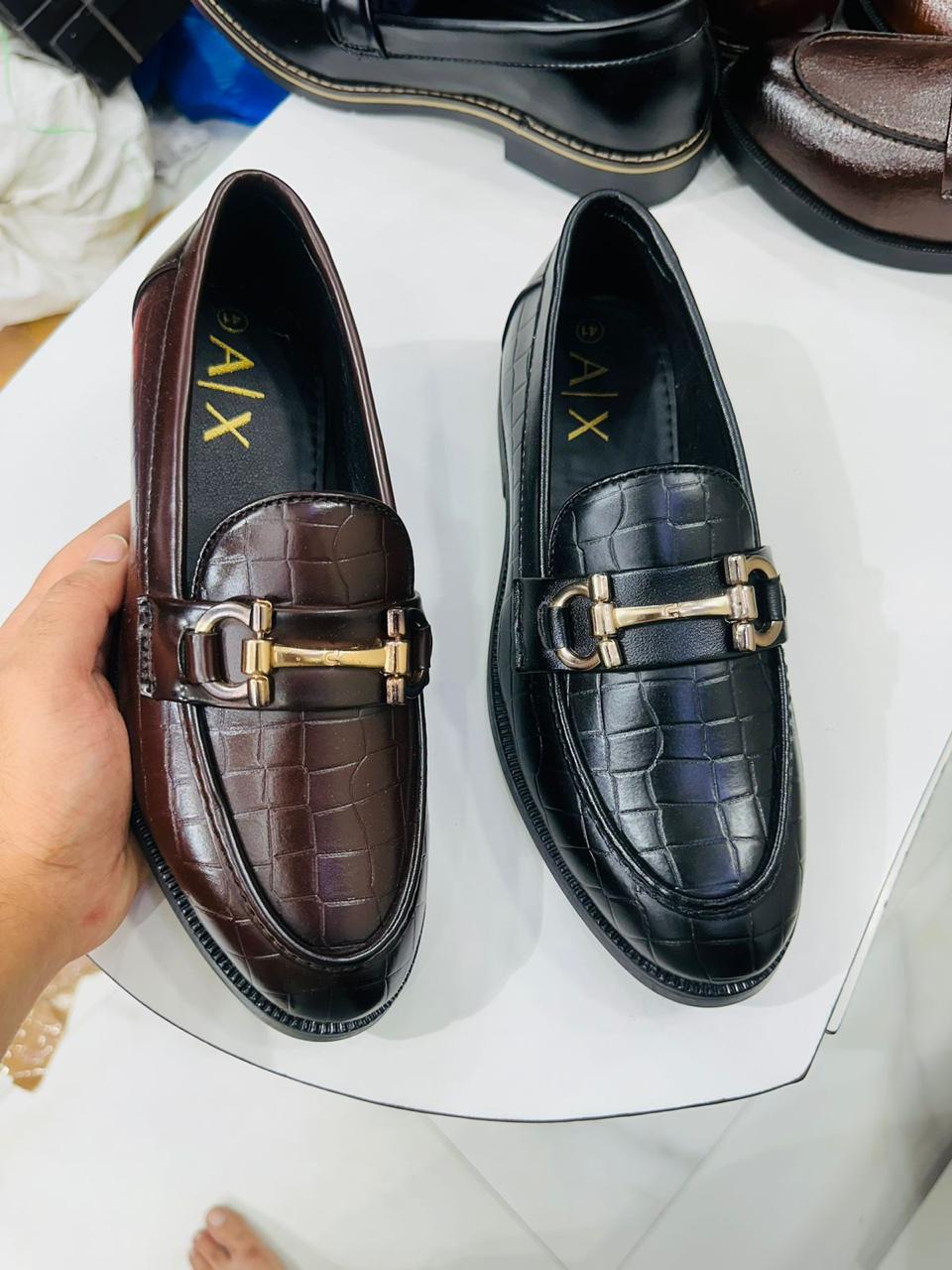 MRA ARM X|A Black Crocodile Pattern Formal Loafers Shoes 988101