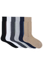 BALENZIA MEN'S MOTIF COTTON CREW SOCKS- (PACK OF 6 PAIRS/1U) (BLACK,BEIGE,NAVY,D.GREY,L.GREY,WHITE)