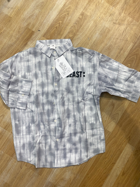 Vogue Design Grey White Shirt Half Sleeve Drop Shoulder W920