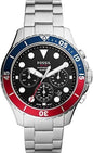Sof Silver Chain Blue Red Ring Black Dial Chronograph Working Men Watch 901505