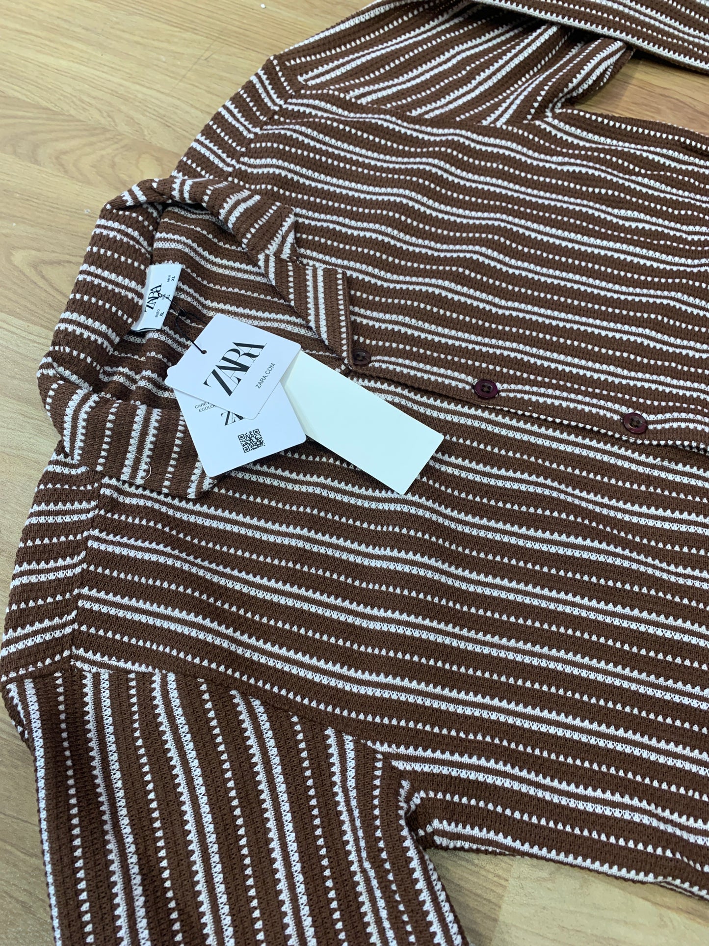 RAZ Brown White Colour With Crochet Design Premium Quality Full Sleeve Shirt 8093