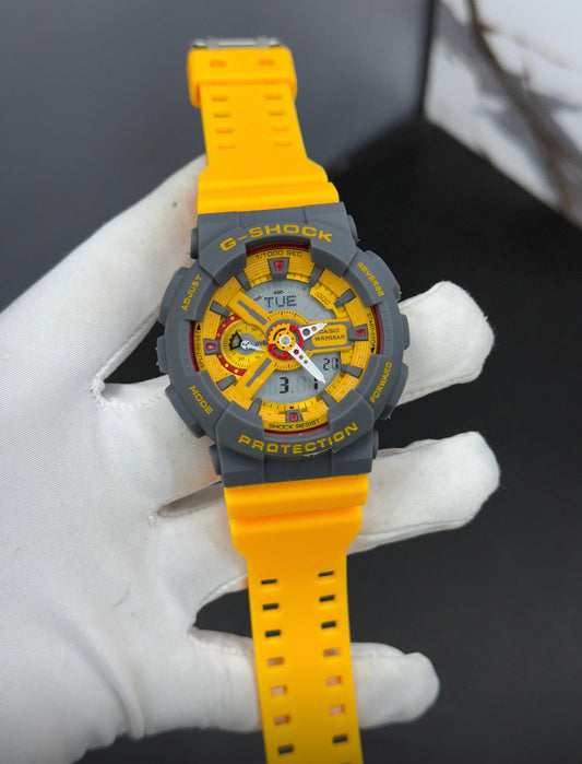 Hsg Yellow Silicone Strap Grey Yellow Dial Water resistant Sports Men Watch 989504