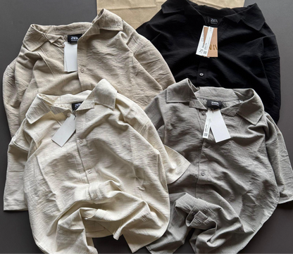 Raz Zar Grey Colour Linen Half Sleeve Shirt With Pant Coord Set 989391