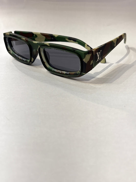 Uol Military Green Frame Black Shade Unisex Sunglass 61905422-145