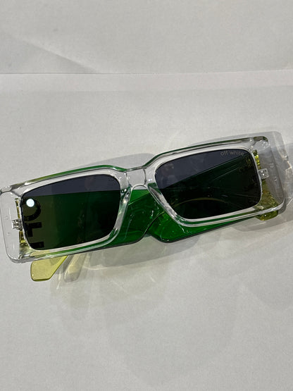 Ffo Off Transparent frame, Transi green Stick Black Shade Unisex Sunglass Sun047
