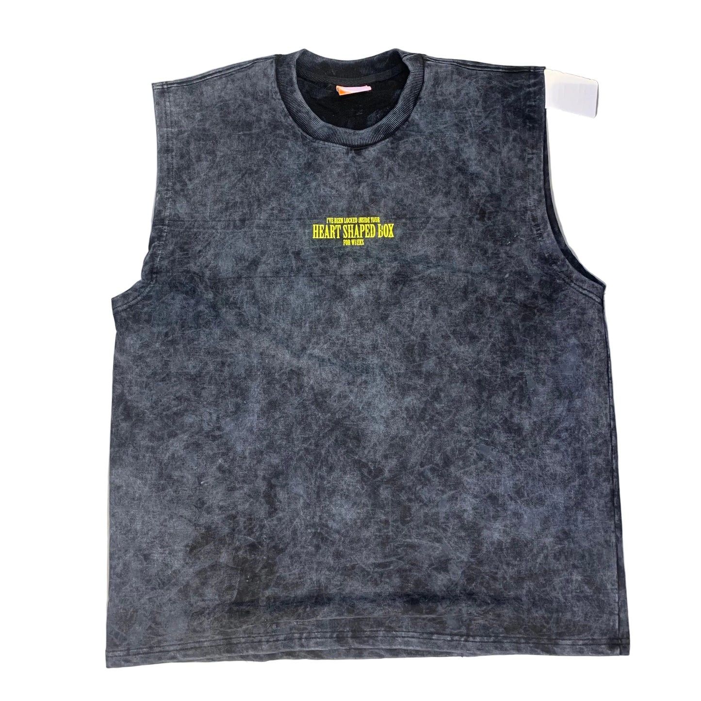 POST MODERN Faded Black Grey Colour HEART SHAPED BOX Print Imported Unisex Tank Top 990315