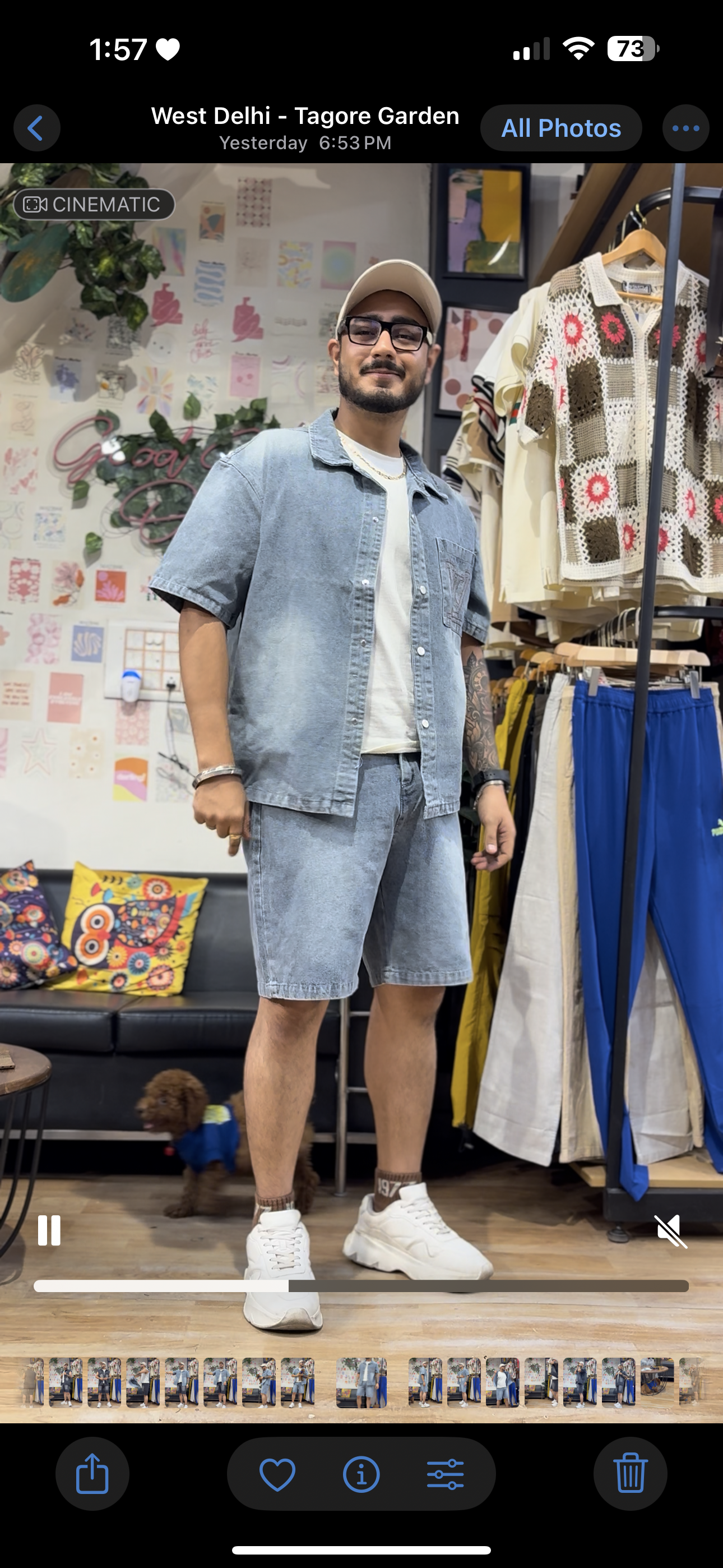 Uol Lou Blue Grey Half Sleeve Shirt With Shorts Denim Coord Set 88027