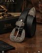 LDA Silver Buckle Black Strap Heavy Design Premium Quality Unisex Belt 991439