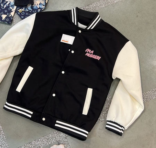 HUGGER Beige Colour With Front And Back Printed Varsity Jacket 6002