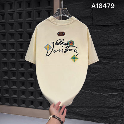 LUKASHE UOL LOU Cream Colour Back Embroidered Premium Quality Imported Unisex Tshirt A18479