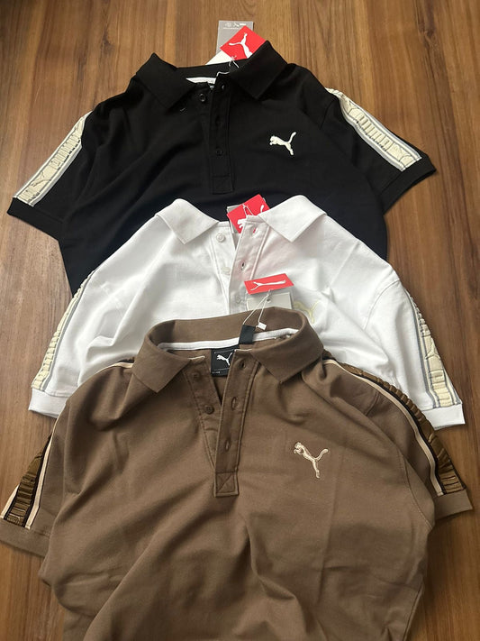MUP Brown Colour With Shoulder Embroidery And front Logo Coller Tshirt 65112