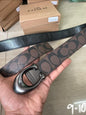 AOC COA Matte Black Buckle Brown Double Side Strap Men’s Belt 991362