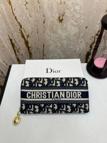 OID Black Colour Monogram Print Zipper Ladies Clutch 36223