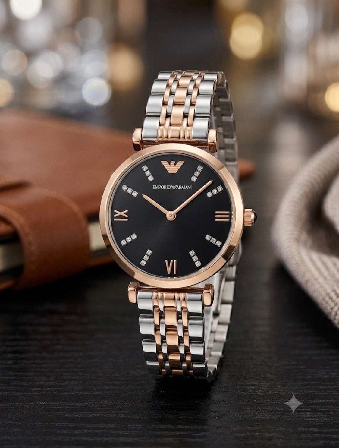 MRA ARM Silver Copper Chain Black Dial Ladies Watch 901847