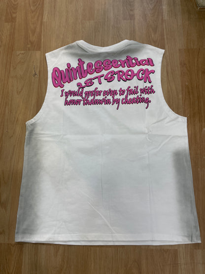 R.K White Graffiti Print Imported Unisex Tank Top RK694
