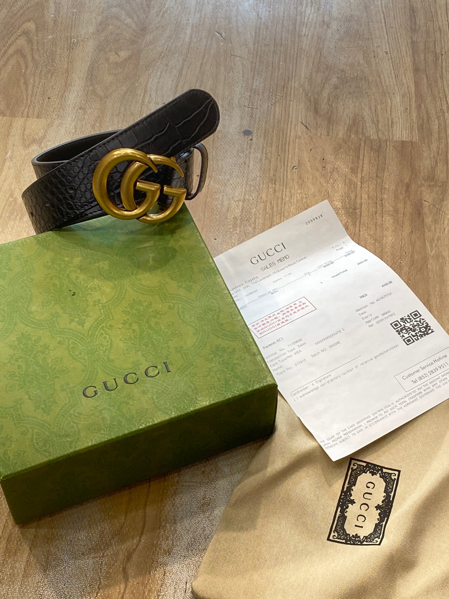 Cug Guc Black Strap Golden Buckle Belt 989062