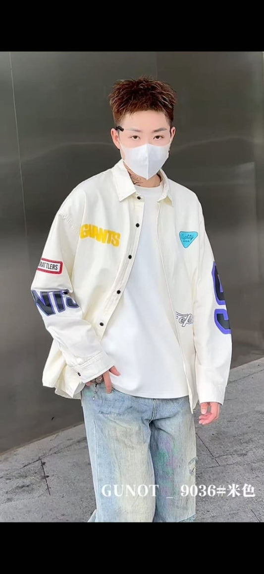 G.N Cream Colour QUALITY BRBR Printed Oversized Men’s Shirt 9036