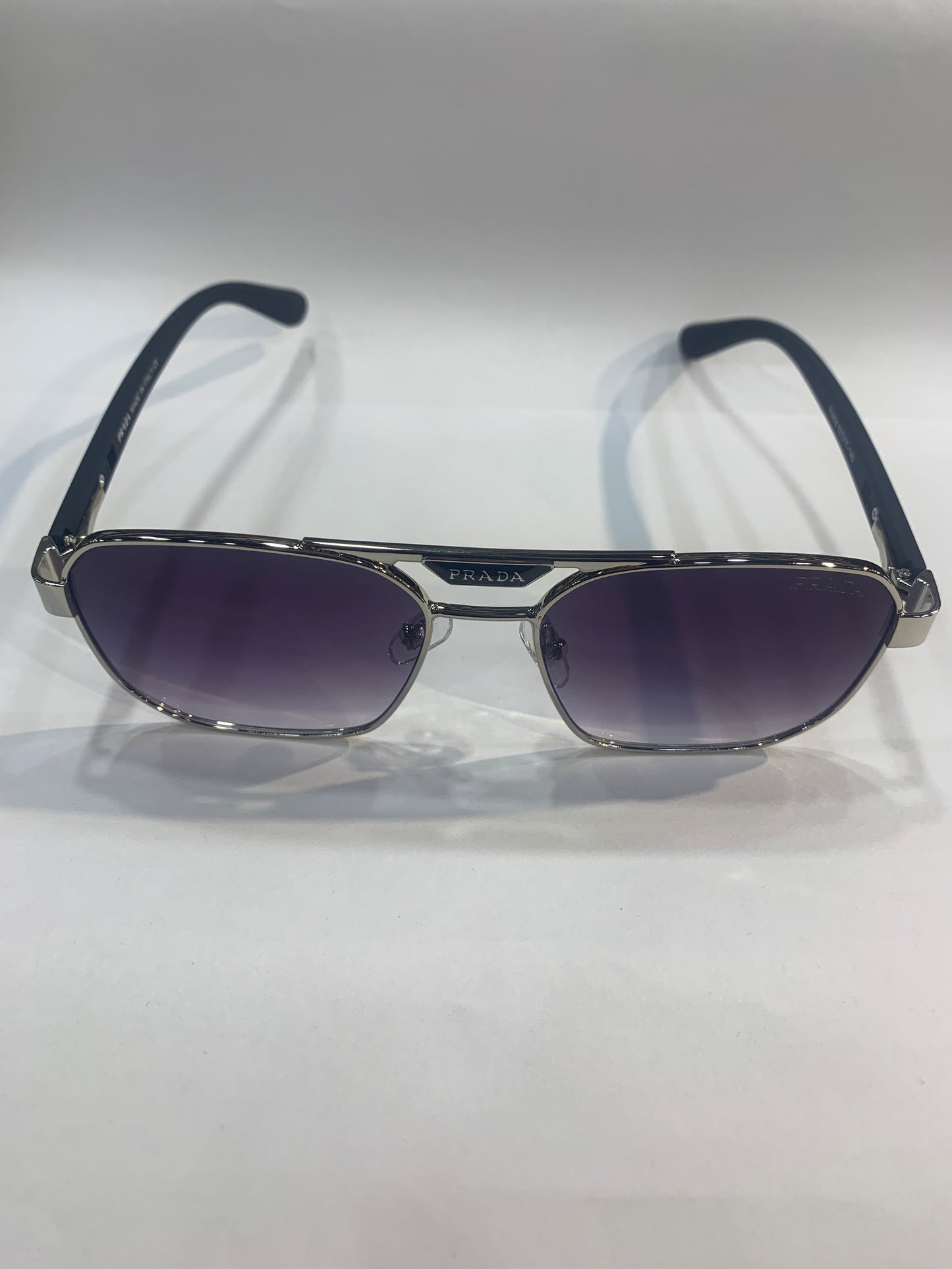 Arp Silver Black Frame  Purple Shade Unisex Branded Sunglasses T0959 52 17 140
