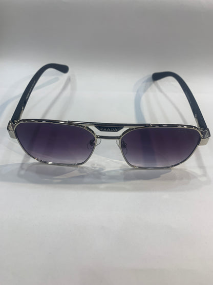 Arp Silver Black Frame  Purple Shade Unisex Branded Sunglasses T0959 52 17 140