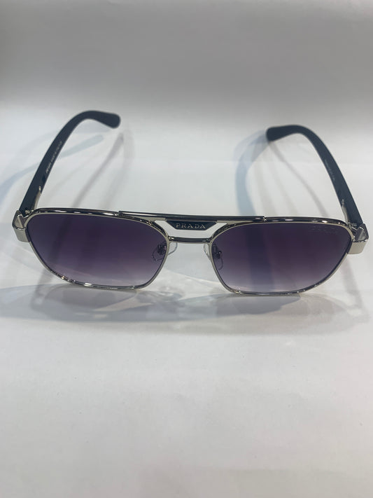 Arp Silver Black Frame  Purple Shade Unisex Branded Sunglasses T0959 52 17 140