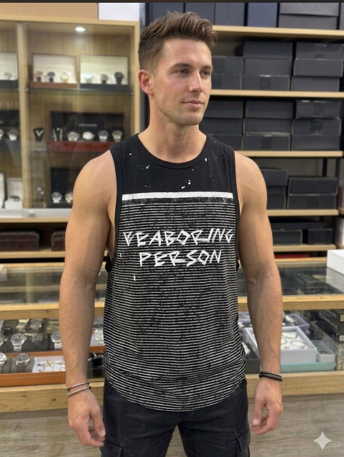 Savage Base Black Colour White  Lining Beaboring Person Cut Sleeve Sando YR1316