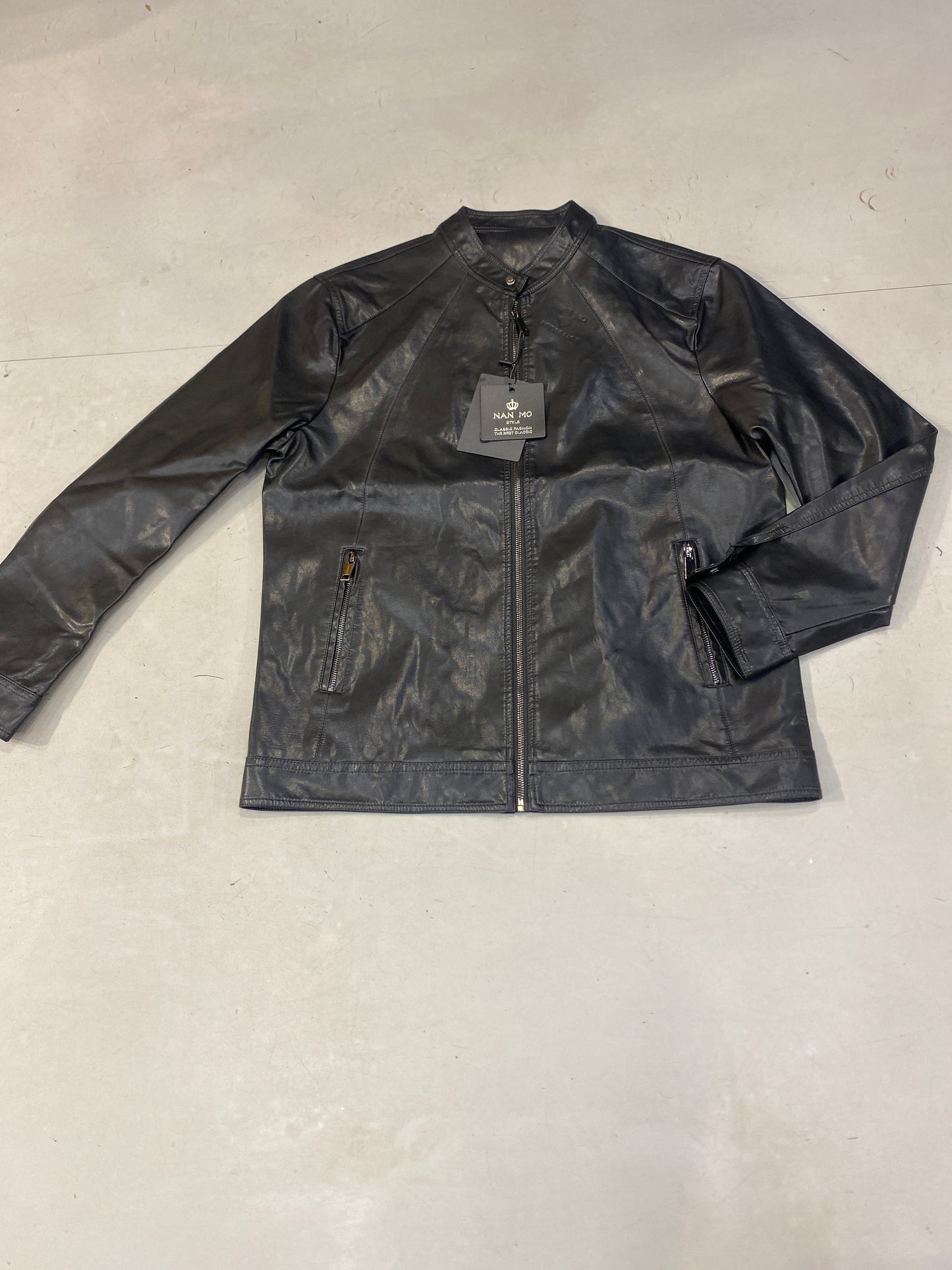 NAN MO Black Colour Korean Style Premium Quality Italian Leather Men’s Jacket 6601