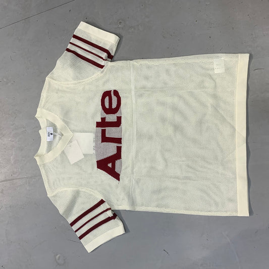 ZFJY Arte Cream Colour Maroon Print Knitted Premium Quality Imported V Neck Unisex T Shirt 9605