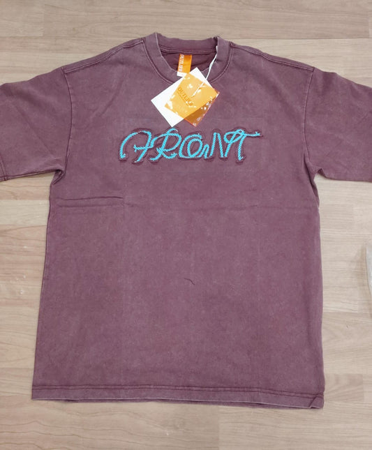 OUTLIER Maroon Faded Colour Front Print Premium Quality Round Neck T-Shirt OL 496
