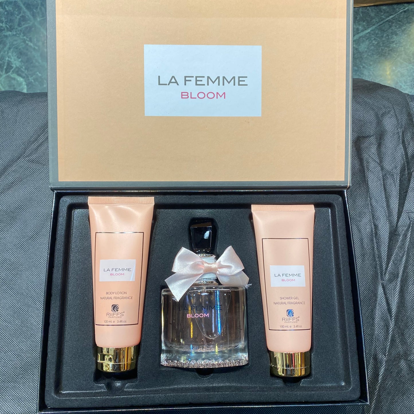 LA FEMME BLOOM RIIFFS 100ML Perfume/Body Lotion/Shower Gel Combo Gift Set