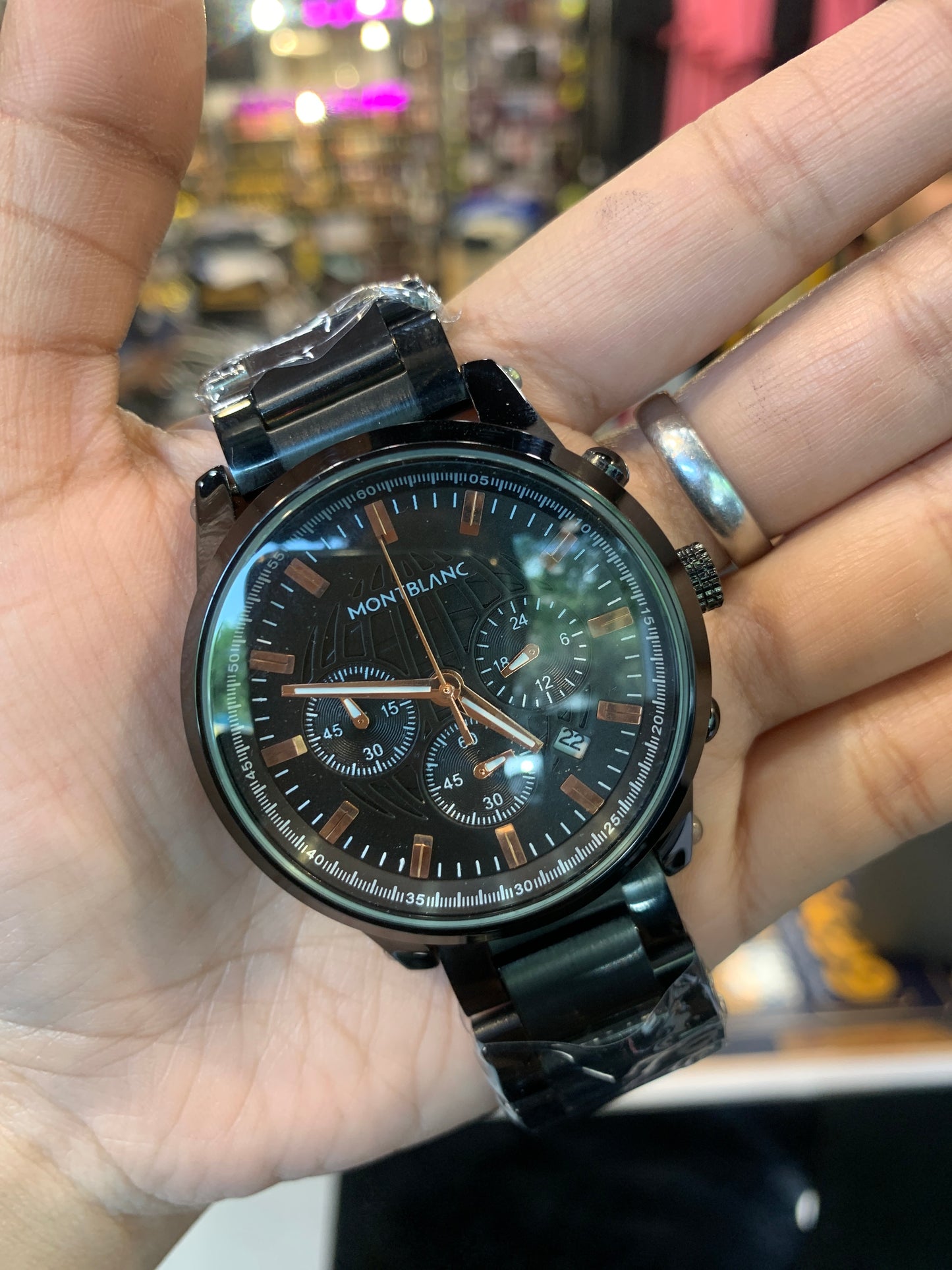 NOM MON Black Dial Black Chain Chrono Working Men’s Watch 990736