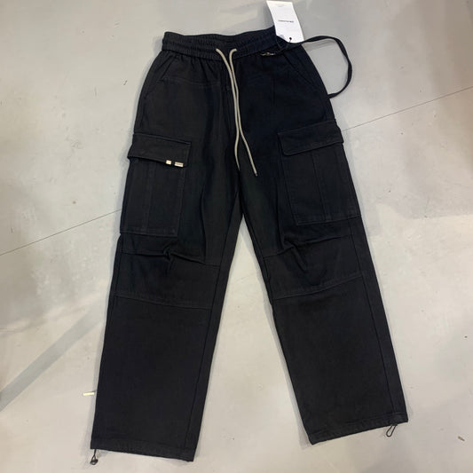 ZM.HUAWEI Korean Style Black Colour Baggy Fit 6 Pocket Imported Denim Cargo Pants ZM24-494-1