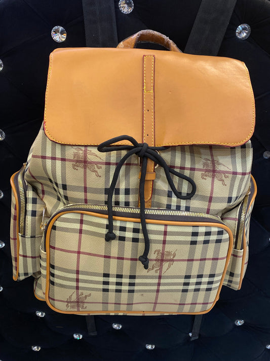RUB Yellow Colour Check Print Backpack 987192