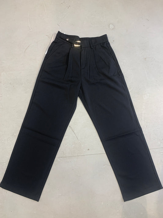 J.JN Black Korean Straight Fit Unisex Pants 25F05